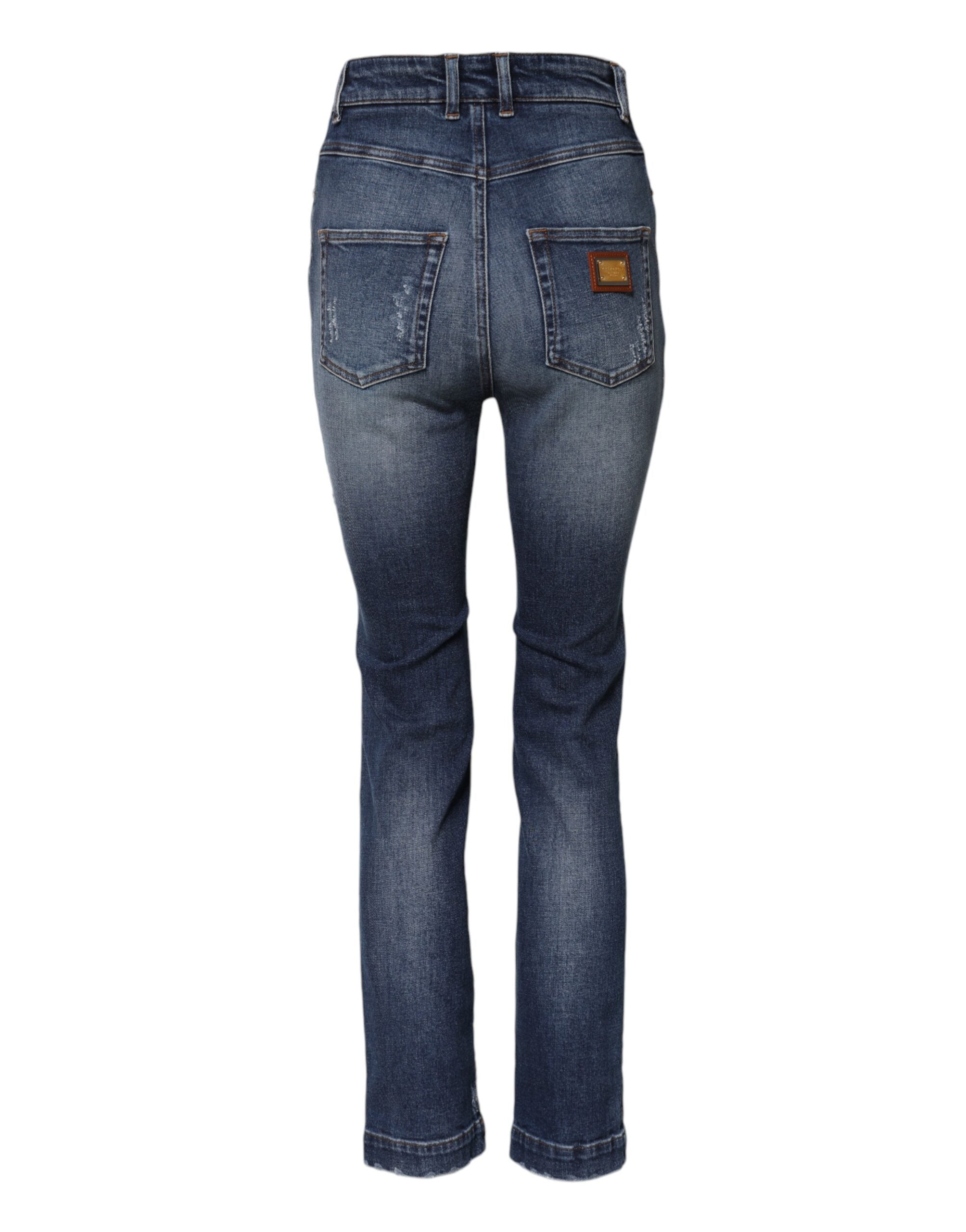Blå denimjeans med strassutsmykning 