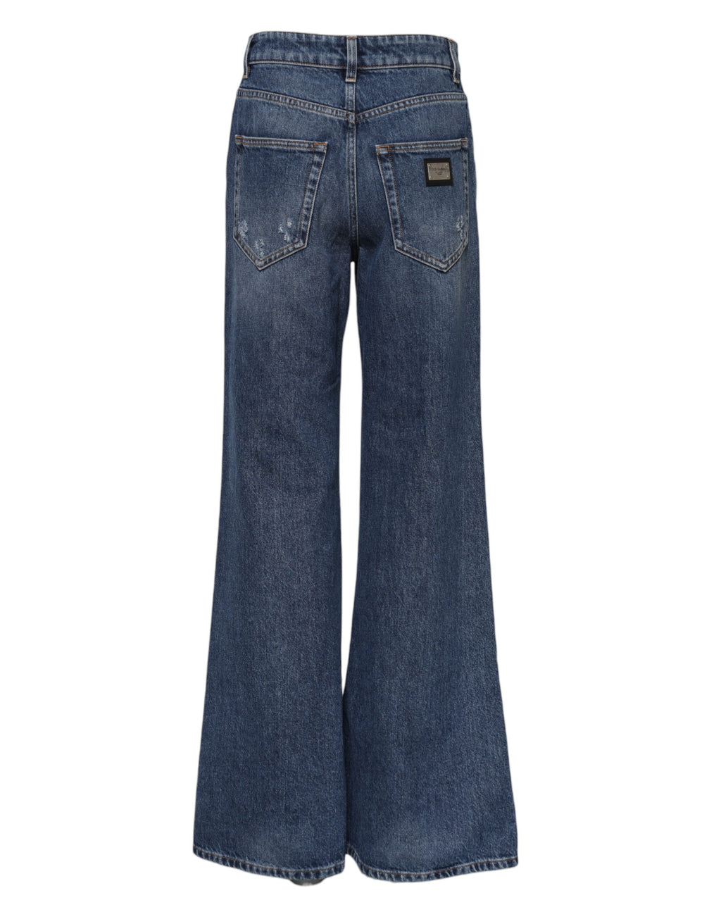 Blå bomullsvide, fillete denimjeans 
