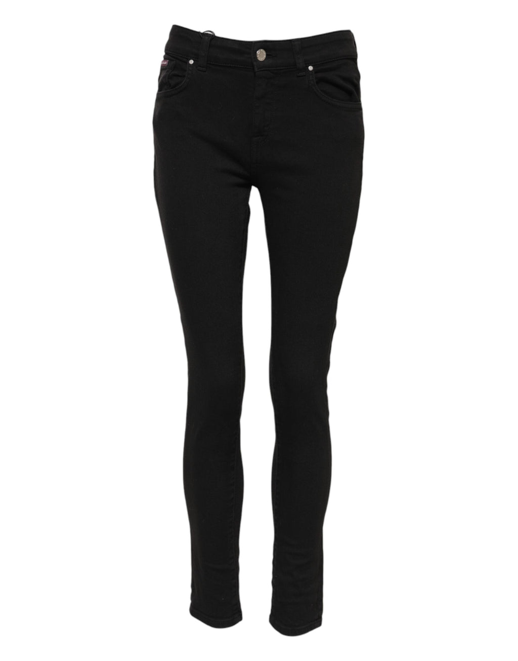 Svarta skinny jeans med mellanhög midja i bomull med logotyp 