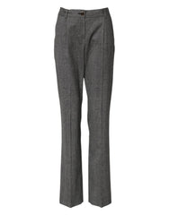Dolce & Gabbana Gray Checkered High Waist Flared Pants