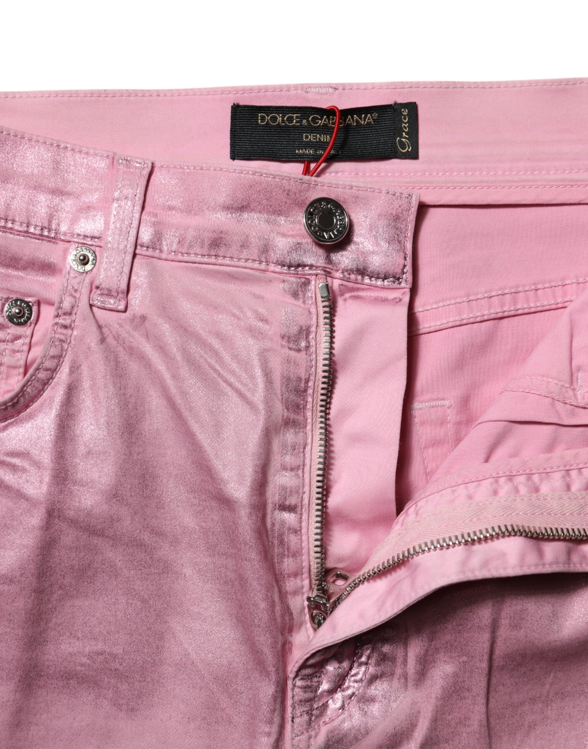 Rosa GRACE skinny denimjeans med høy midje 