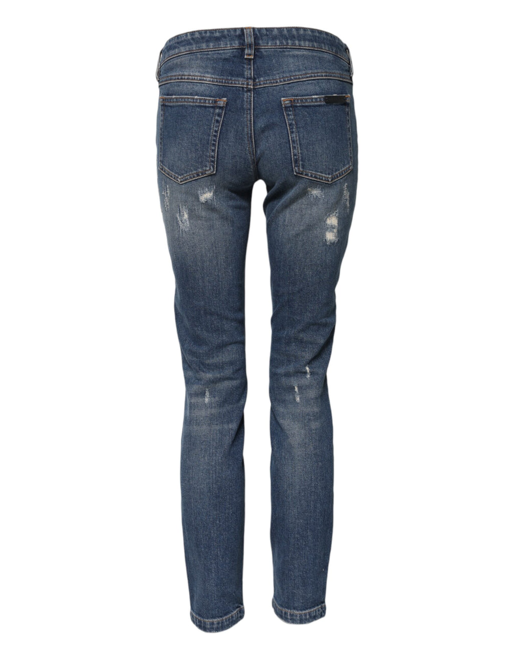 Blå skinny denimjeans med broderi og lekekort 