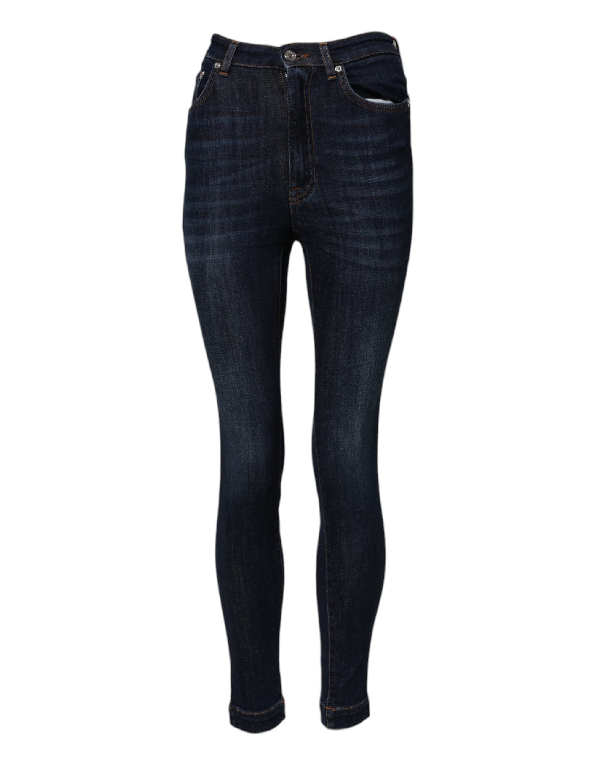Blå GRACE skinny denimjeans med høy midje 