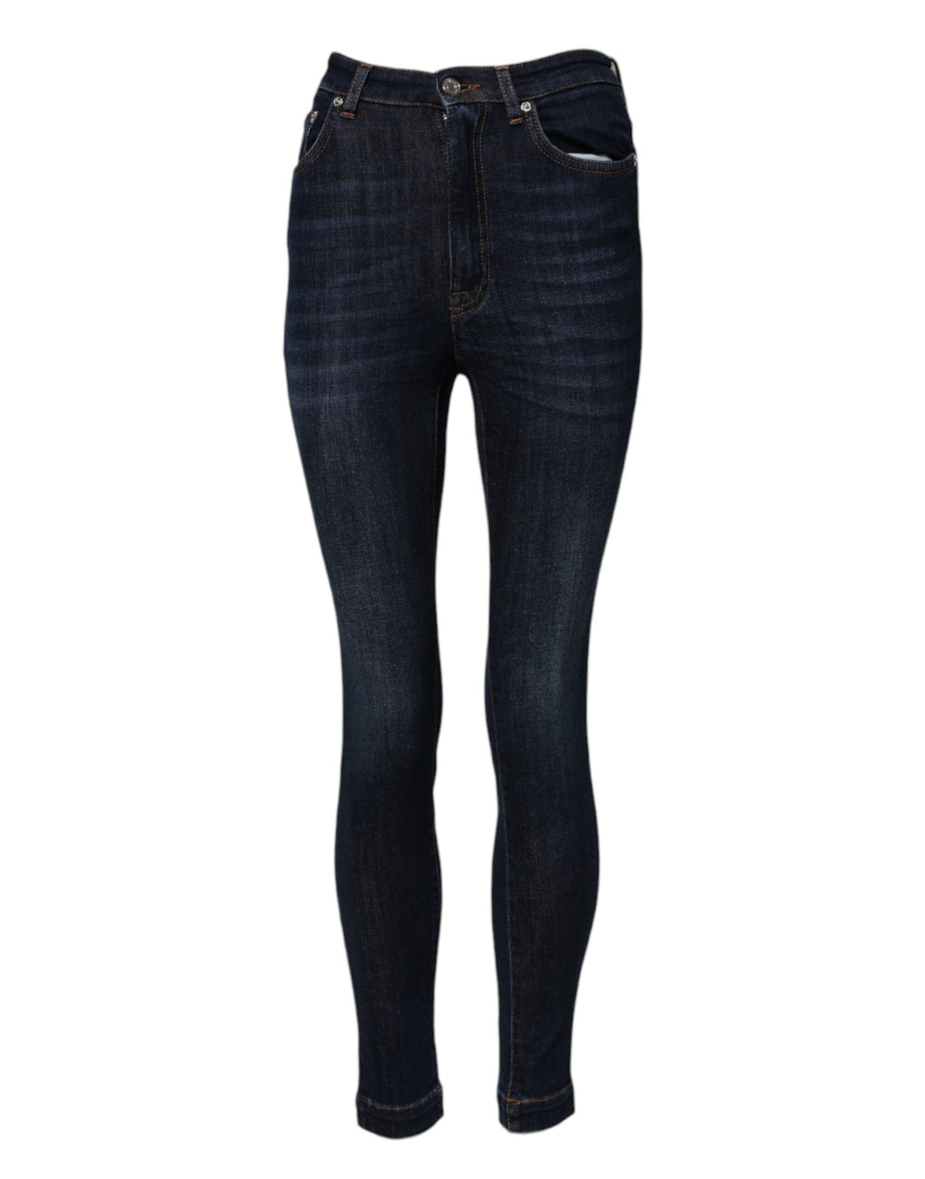 Blå GRACE skinny denimjeans med høy midje 