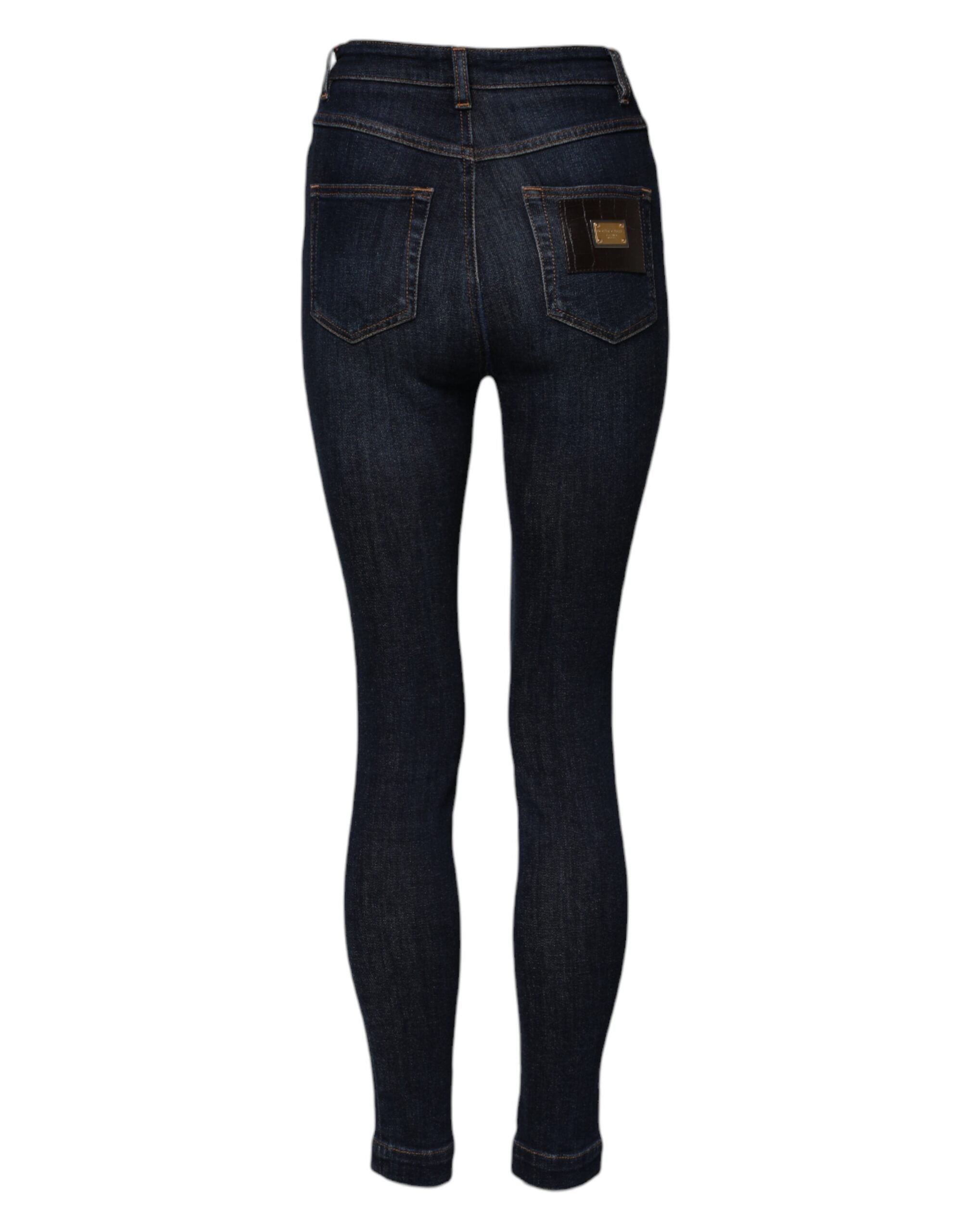 Blå GRACE skinny denimjeans med høy midje 