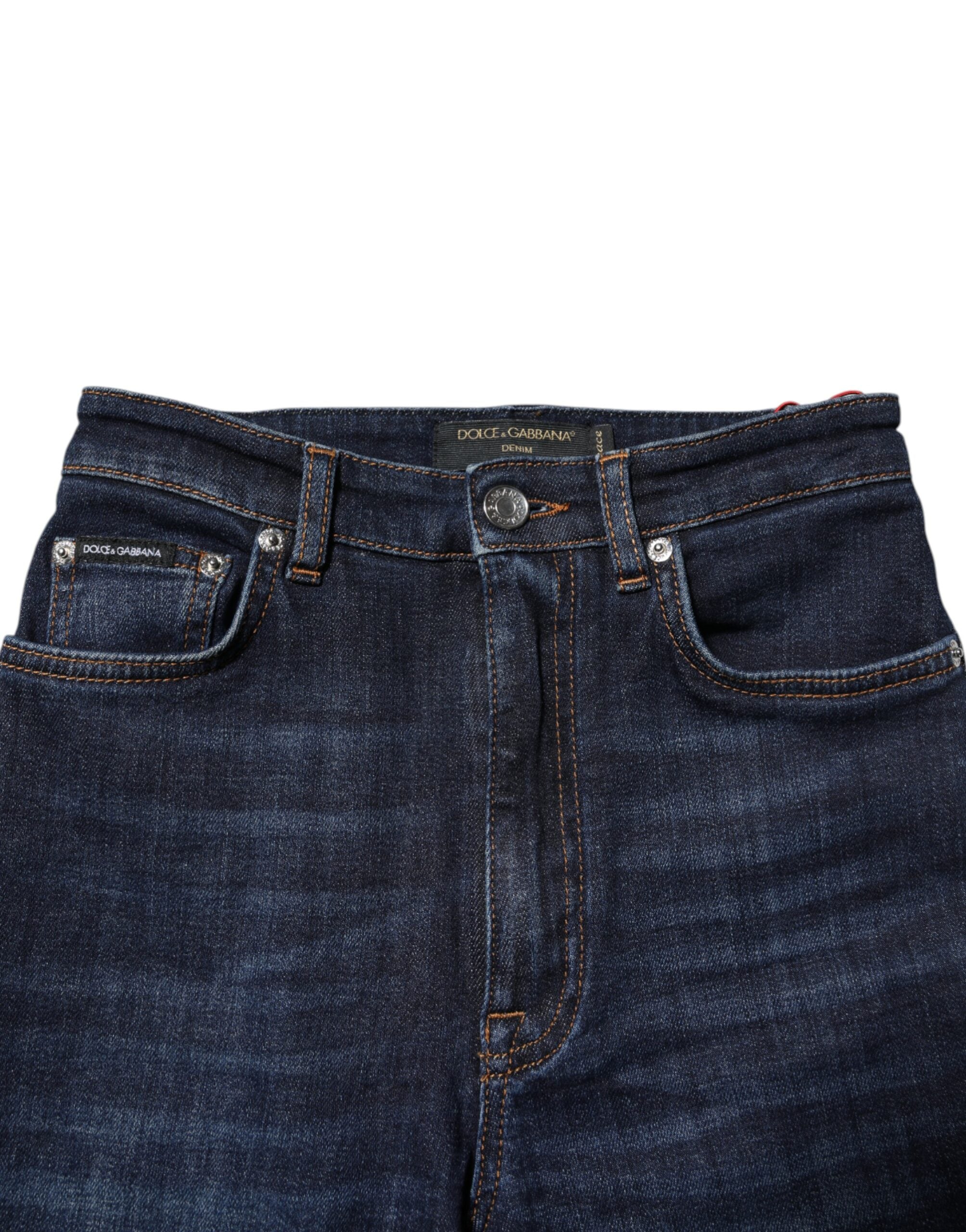 Blå GRACE skinny denimjeans med høy midje 