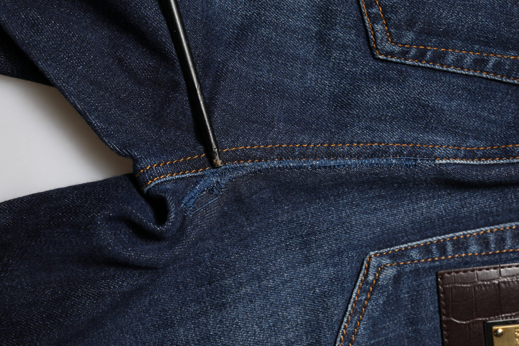 Blå GRACE skinny denimjeans med høy midje 