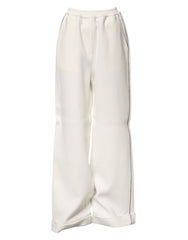 Dolce & Gabbana White Viscose Wide Leg Pull On Pants