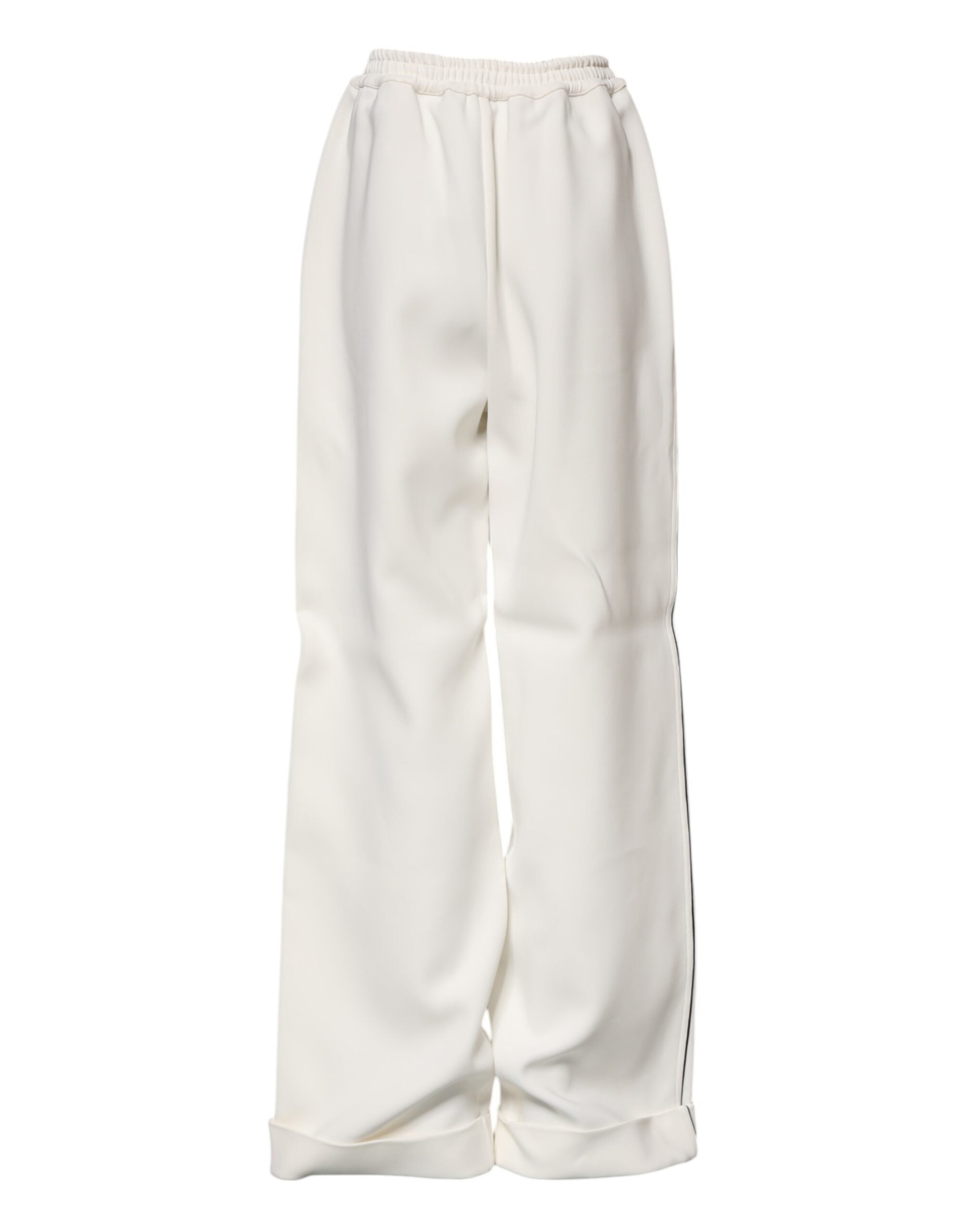 Dolce & Gabbana White Viscose Wide Leg Pull On Pants