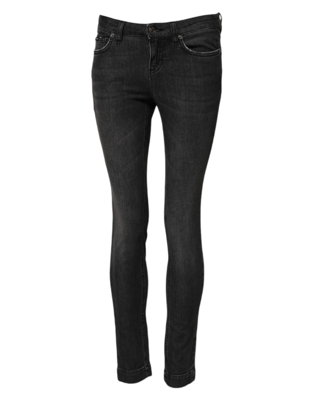 Svarte skinny jeans med lav midje i bomull 