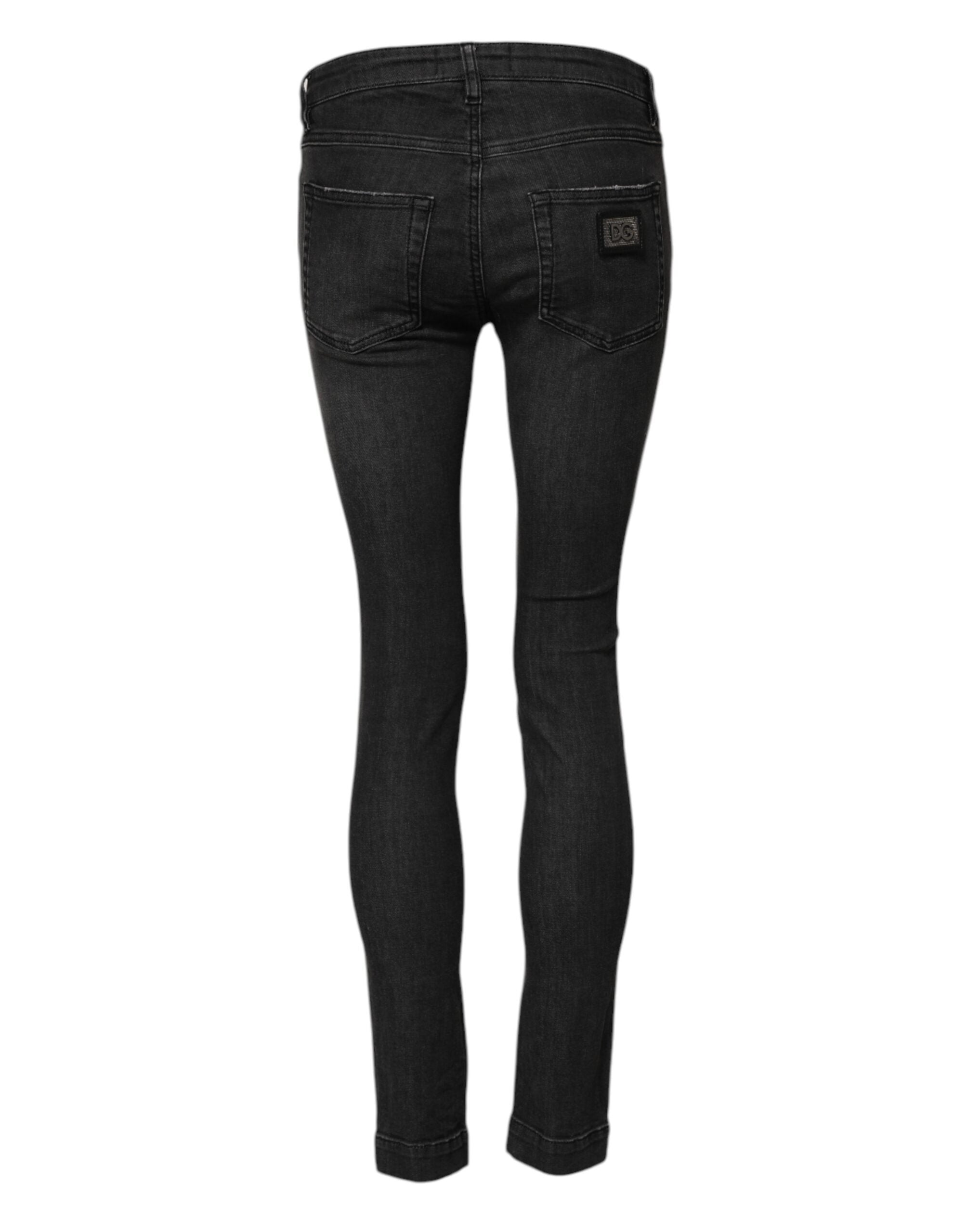 Svarte skinny jeans med lav midje i bomull 