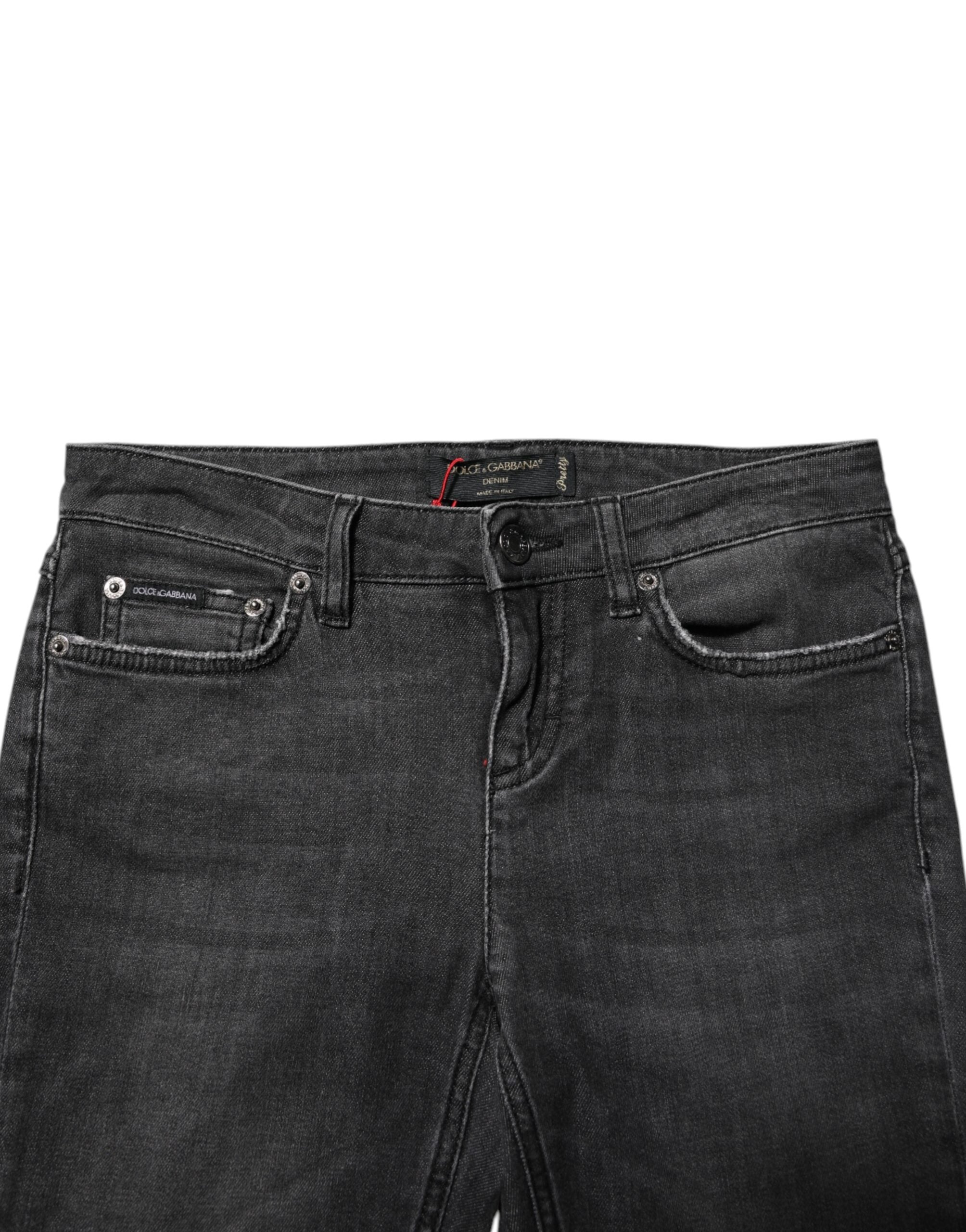 Svarte skinny jeans med lav midje i bomull 