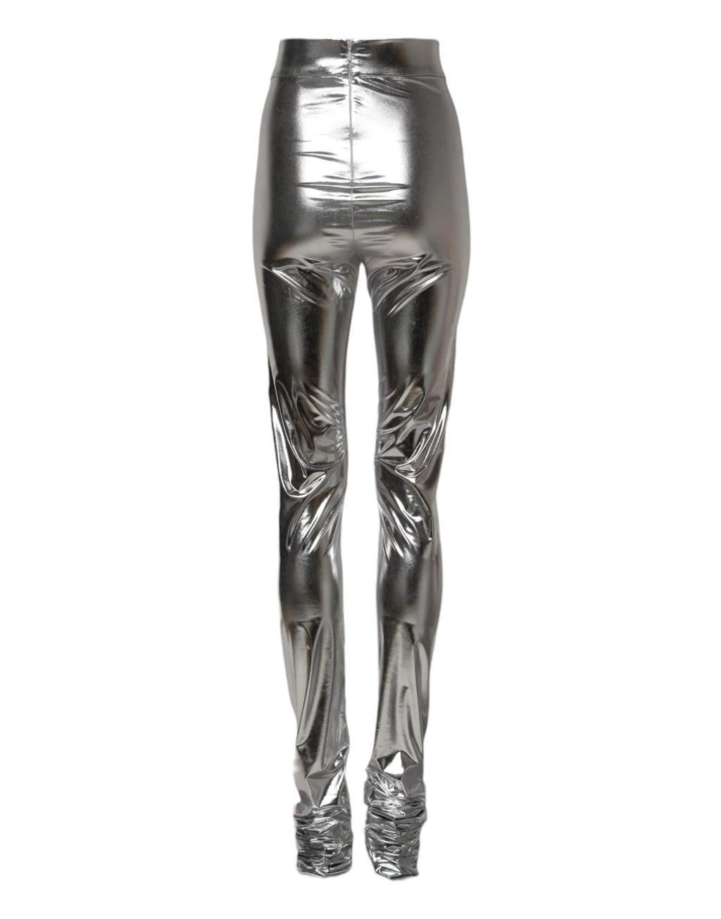 Metallisk sølvfargede polyester slim fit leggingsbukser 
