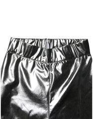 Dolce & Gabbana Metallic Silver Polyester Slim Fit Leggings Pants