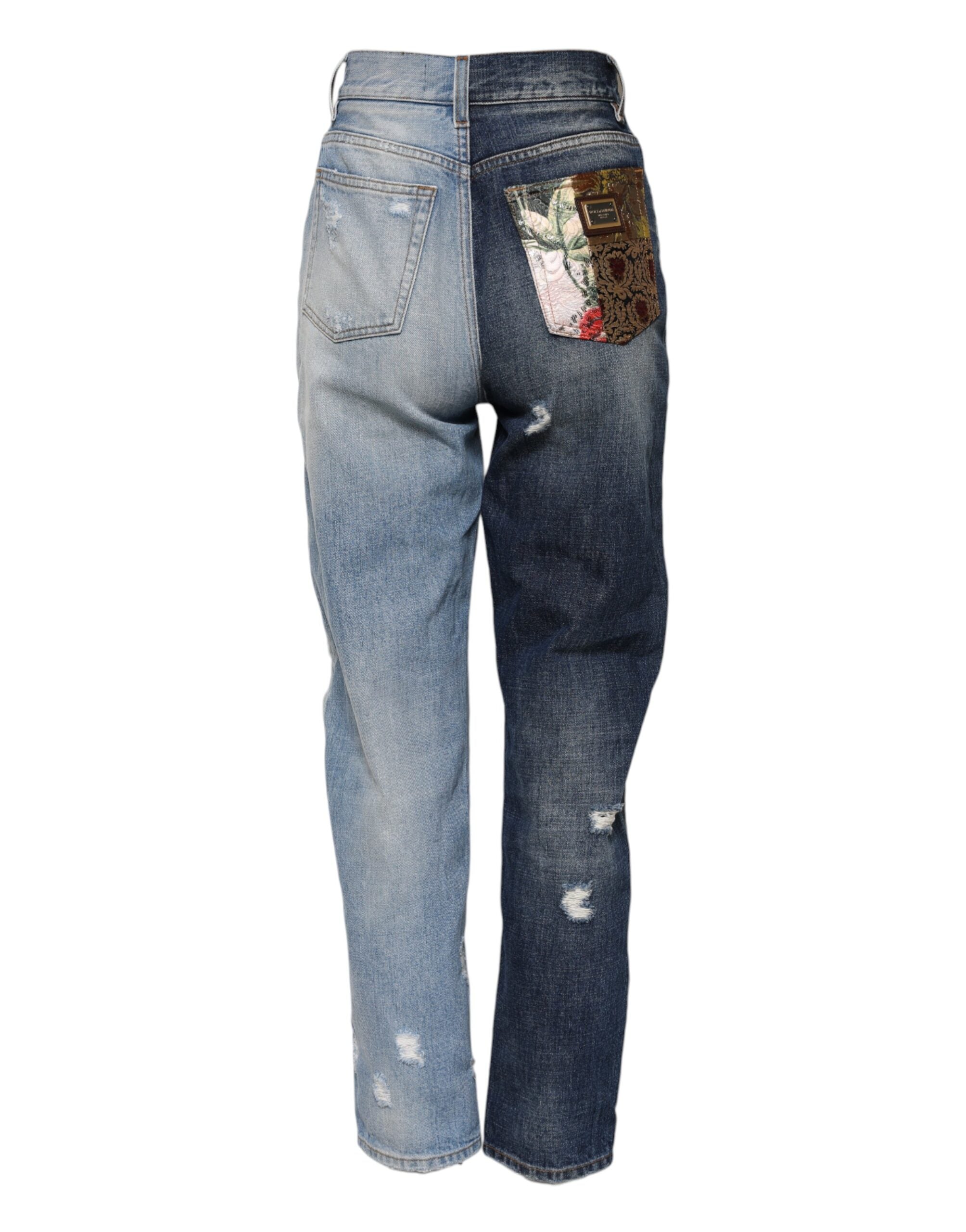 Dolce & Gabbana Multicolor Patchwork Tapered Denim Jeans