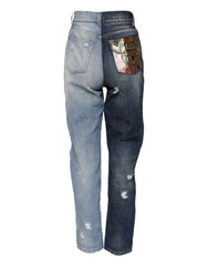 Dolce & Gabbana Multicolor Patchwork Tapered Denim Jeans