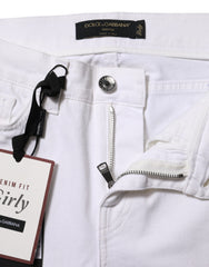 Dolce & Gabbana White Floral Embroidery GIRLY Denim Jeans