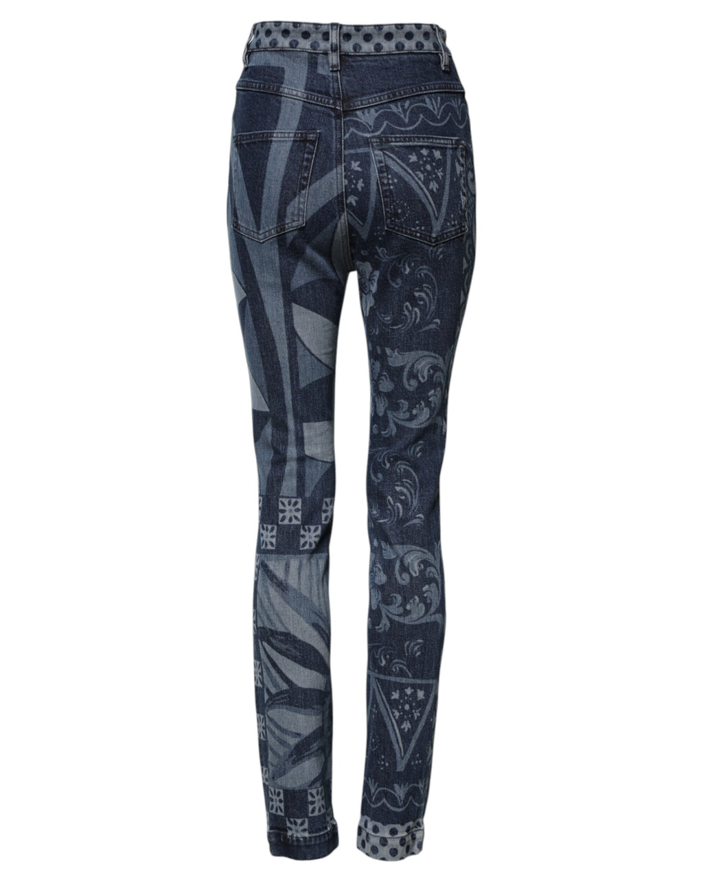 Blå skinny denimjeans med grafisk trykk i bomull 