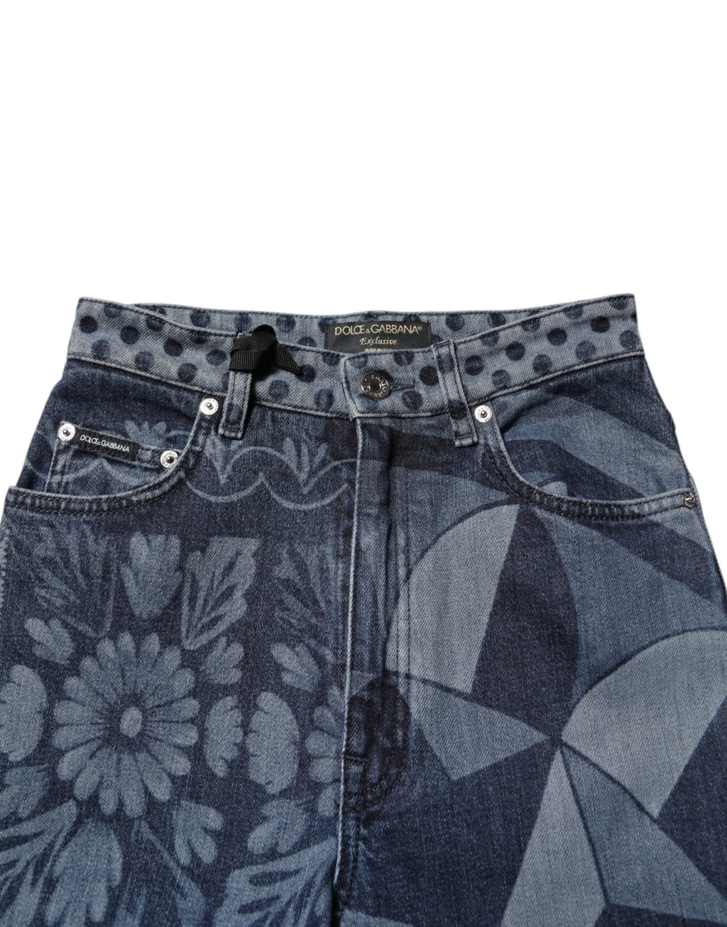 Blå skinny denimjeans med grafisk trykk i bomull 