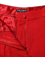 Dolce & Gabbana Red Viscose High Waist Tapered Pants
