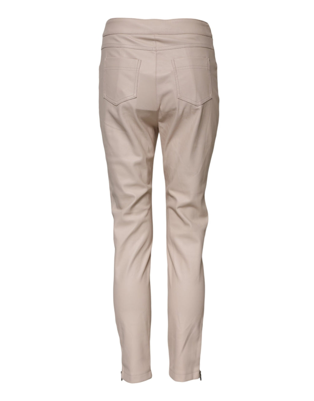 Beige høylivede, avsmalnende bukser 