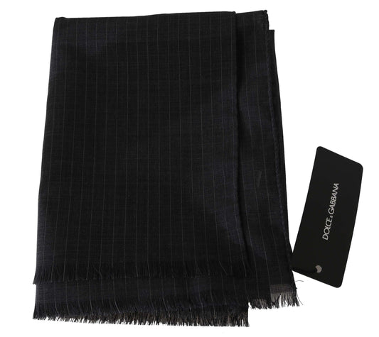Dolce &amp; Gabbana Grå 100% Ull Randig Mönster Omlotthalsduk