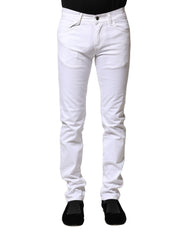 Dolce & Gabbana White Cotton Skinny Men Denim Jeans