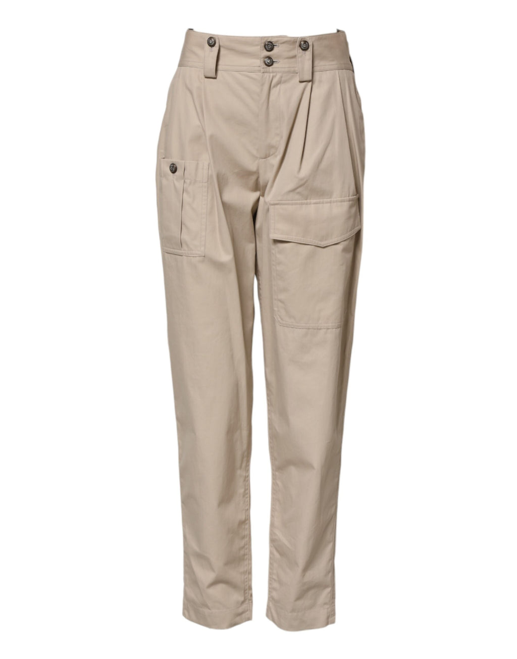 Beige bomullsbyxor med hög midja