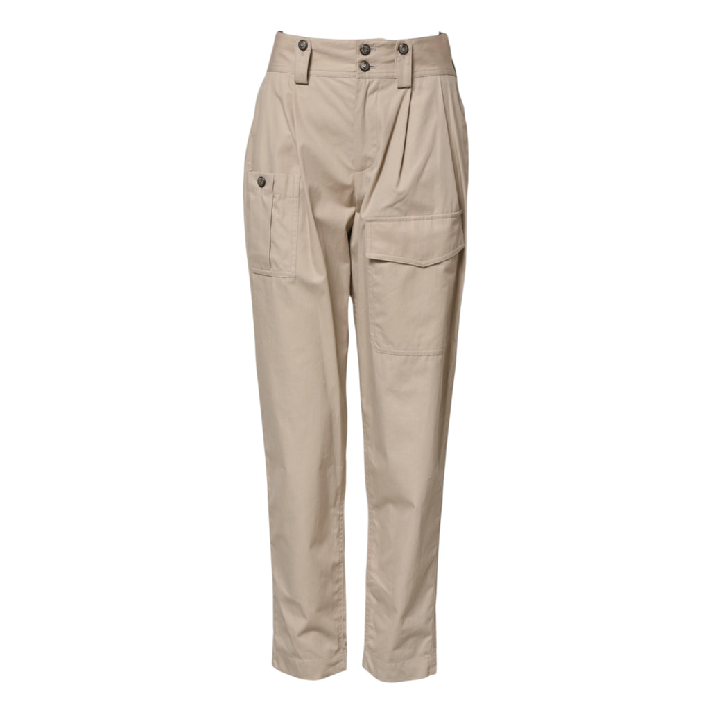 Beige bomullsbyxor med hög midja