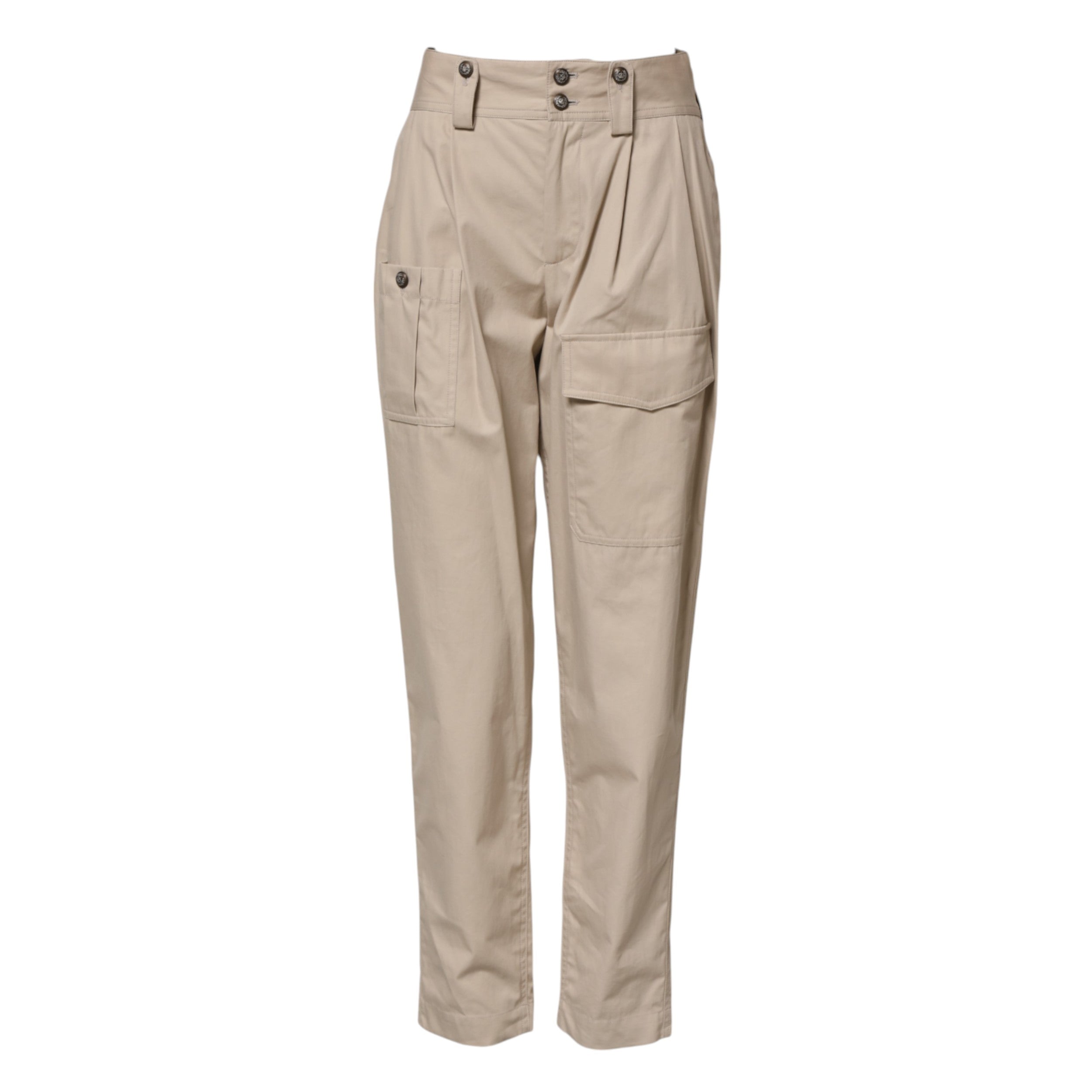 Beige bomullsbyxor med hög midja