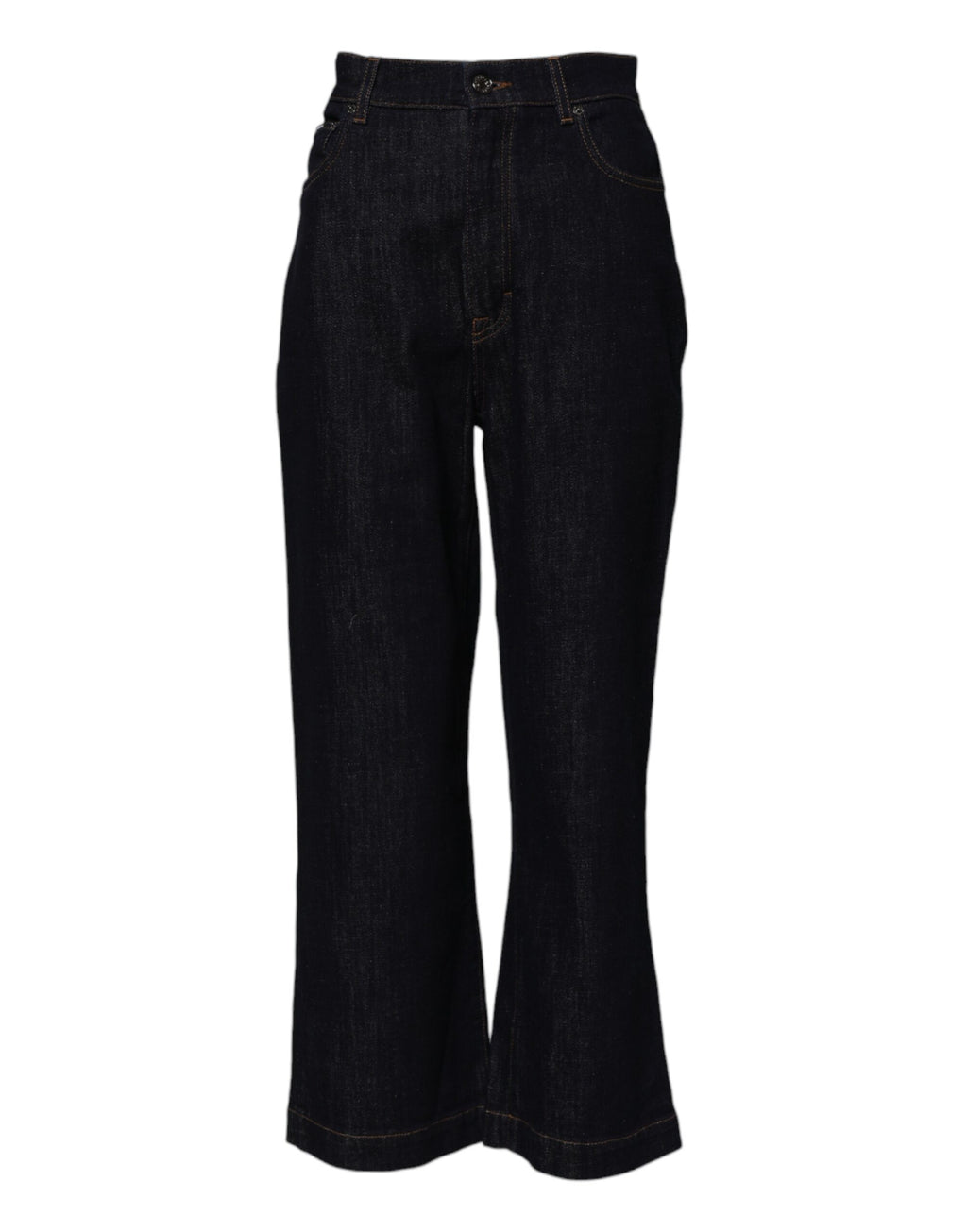 Blå bomullsjeans med hög midja och utsvängda denim 