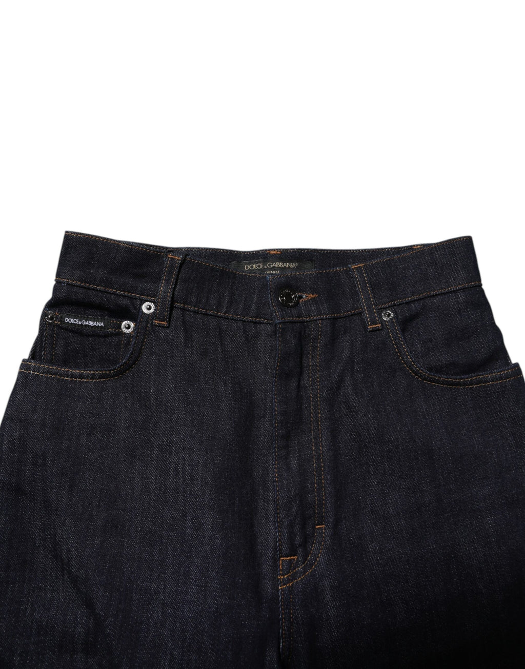 Blå bomullsjeans med hög midja och utsvängda denim 