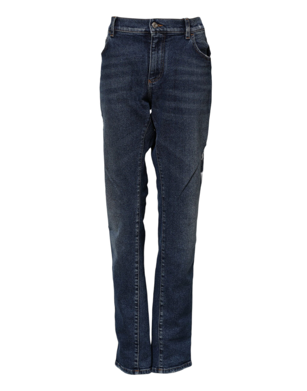 Blå bomullsjeans med medelhög midja och raka denim 