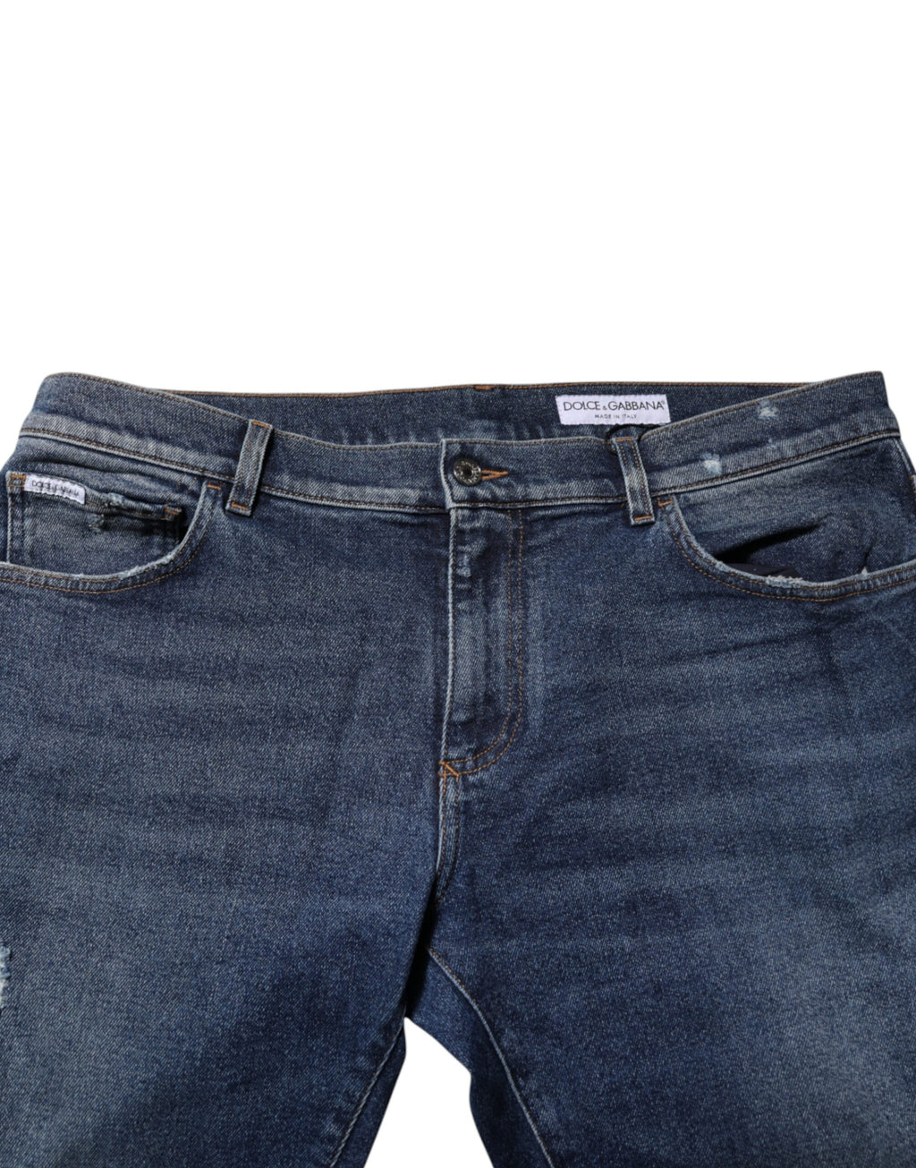 Blå bomullsjeans med medelhög midja och raka denim 