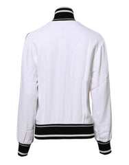Dolce & Gabbana White Viscose Logo Women Full Zip Jacket