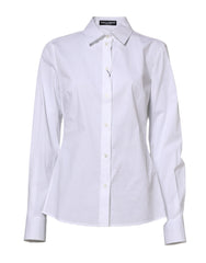 Dolce & Gabbana White Cotton Long Sleeves Collared Shirt Top