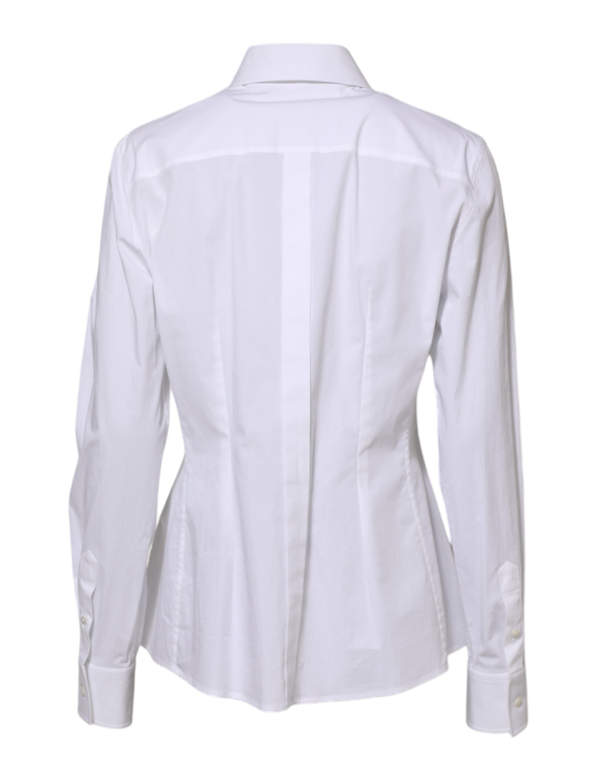 Dolce & Gabbana White Cotton Long Sleeves Collared Shirt Top