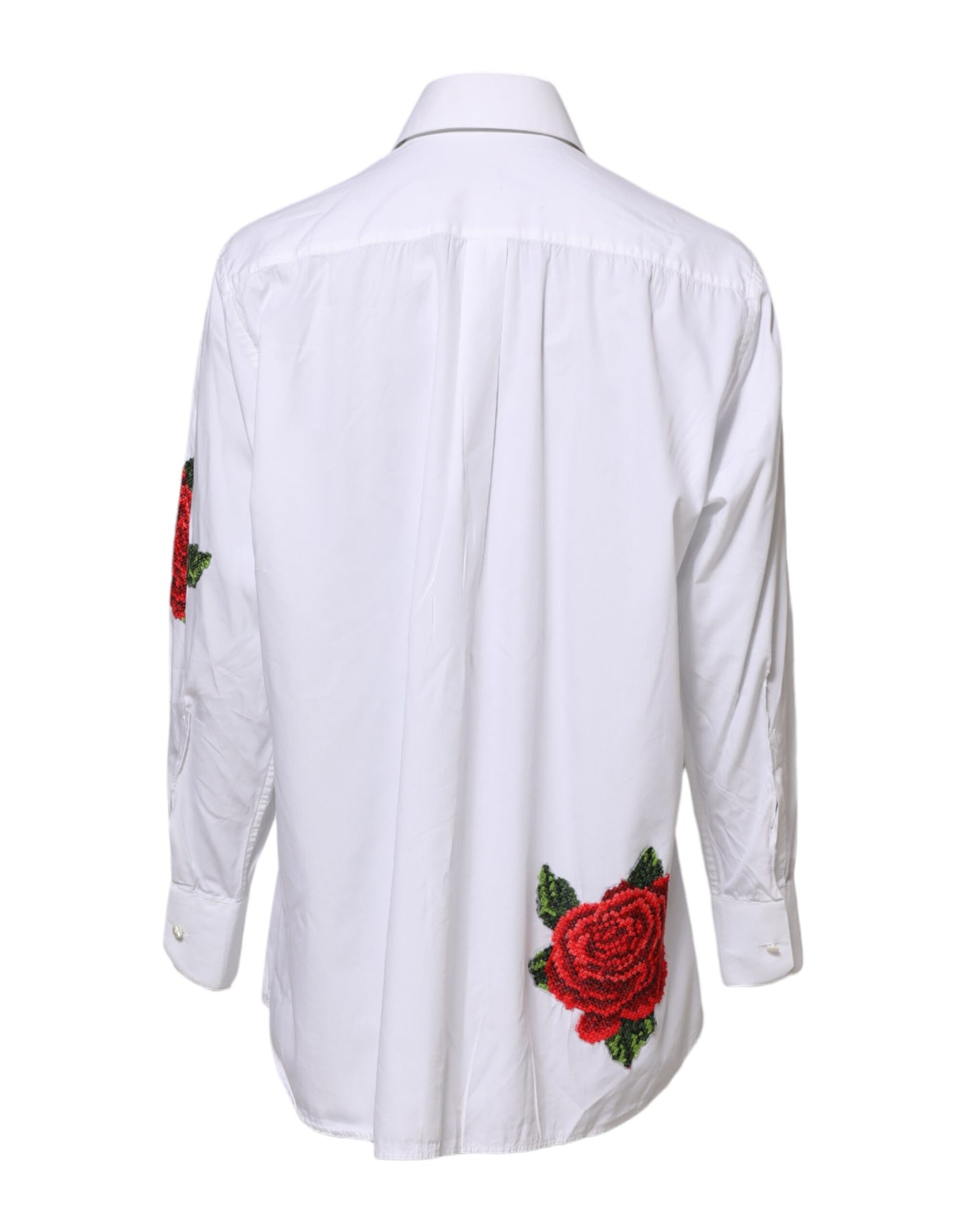 Dolce &amp; Gabbana Skjortopp med vit ros och broderi och krage