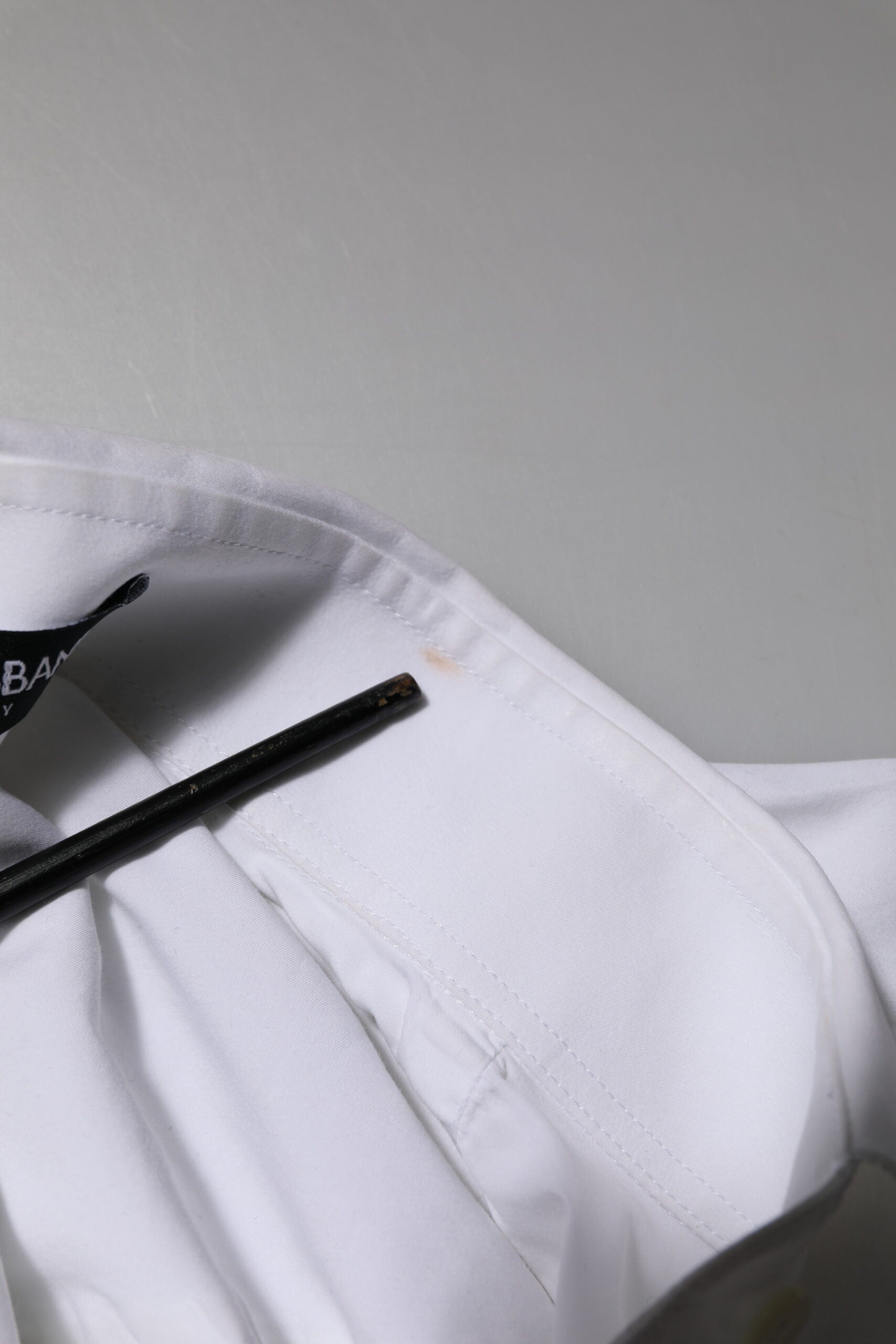 Dolce & Gabbana White Rose Embroidery Collared Shirt Top