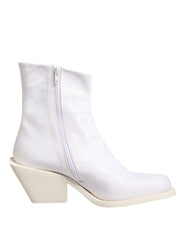 Maison Margiela White Square Heel Zip Ankle Boots Shoes