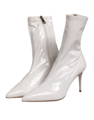 Elisabetta Franchi White Stiletto Heels Mid Calf Boots Shoes