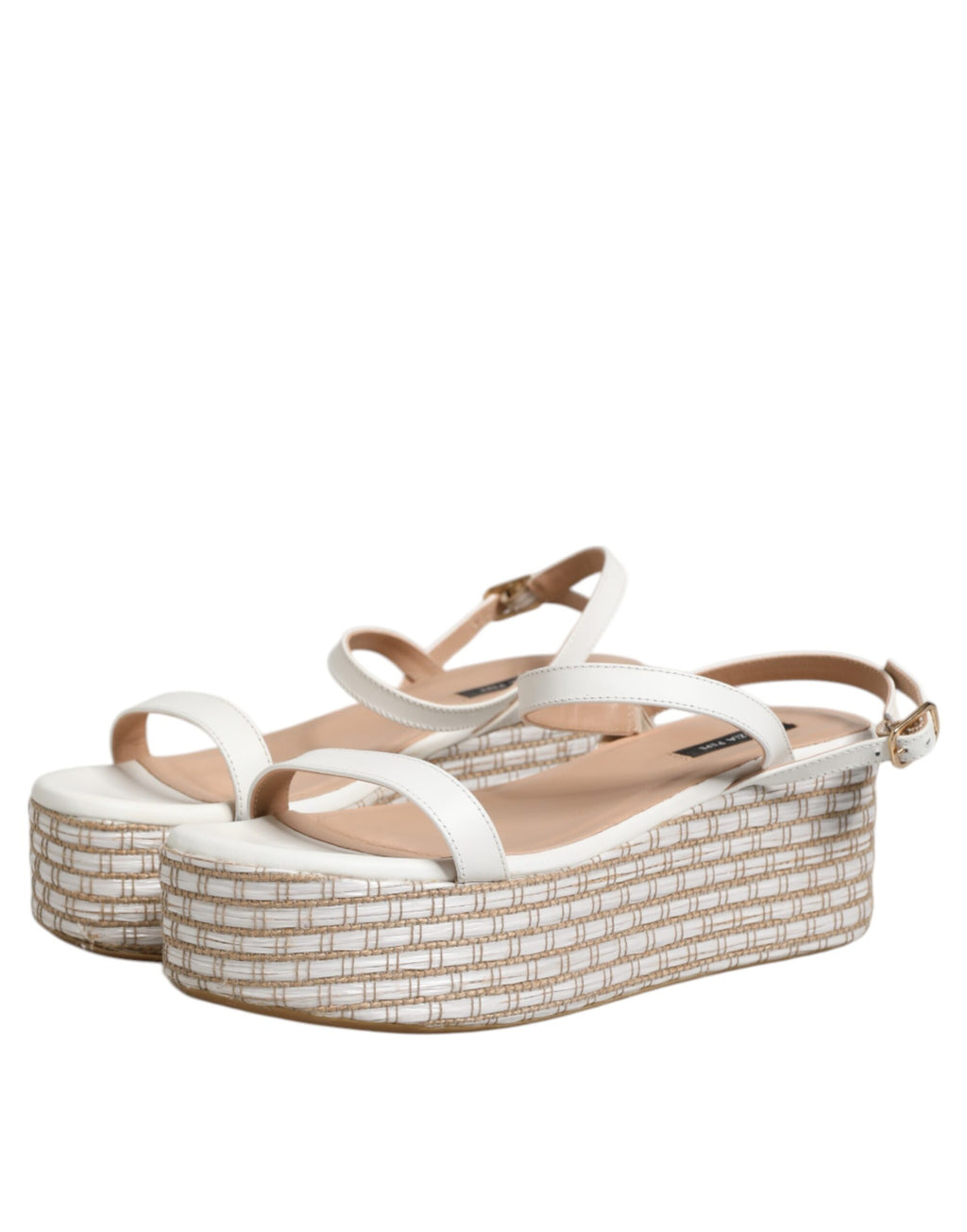 Hvite espadriller med ankelreim og sandaler