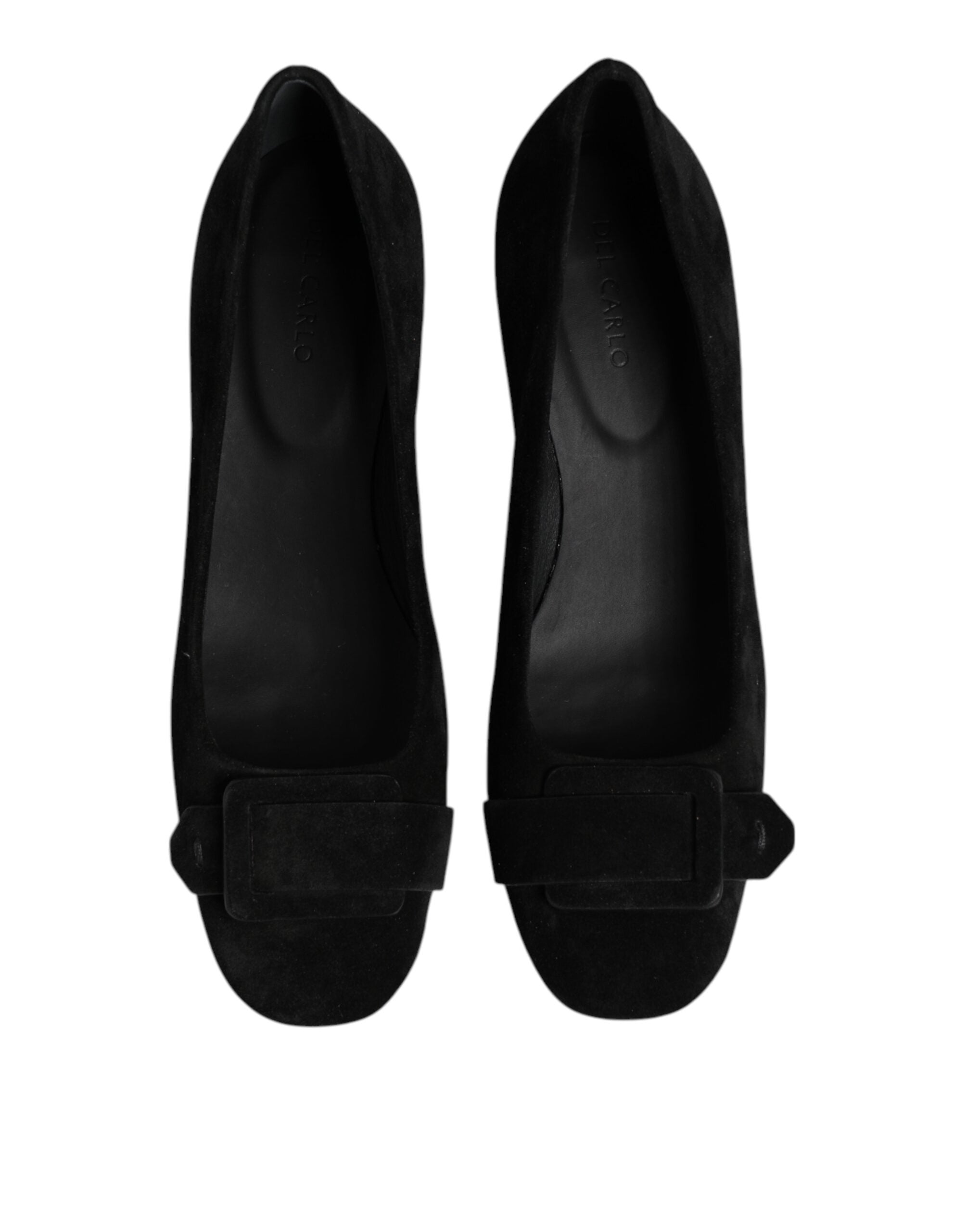 Svarta Slip-On Högklackade Pumps i Mocka och Läder