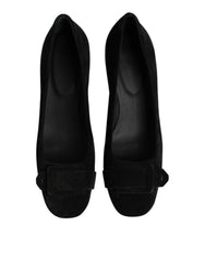 DEL CARLO Black Suede Leather Slip On High Heels Pump Shoes