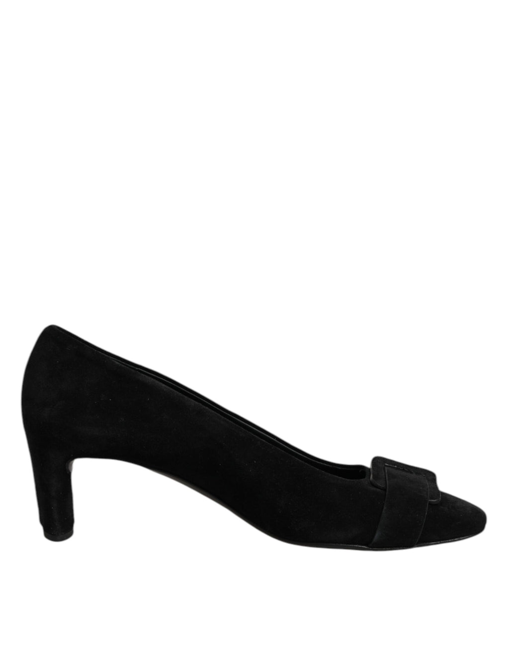 Svarta Slip-On Högklackade Pumps i Mocka och Läder