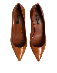 Dolce & Gabbana Brown Leather Stiletto Heel Pumps Shoes