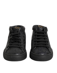 HIDE & JACK Black Leather Lace Up Mid Top Sneakers Shoes