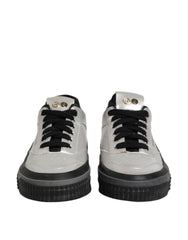HIDE & JACK Silver Leather Lace Up Low Top Sneakers Shoes