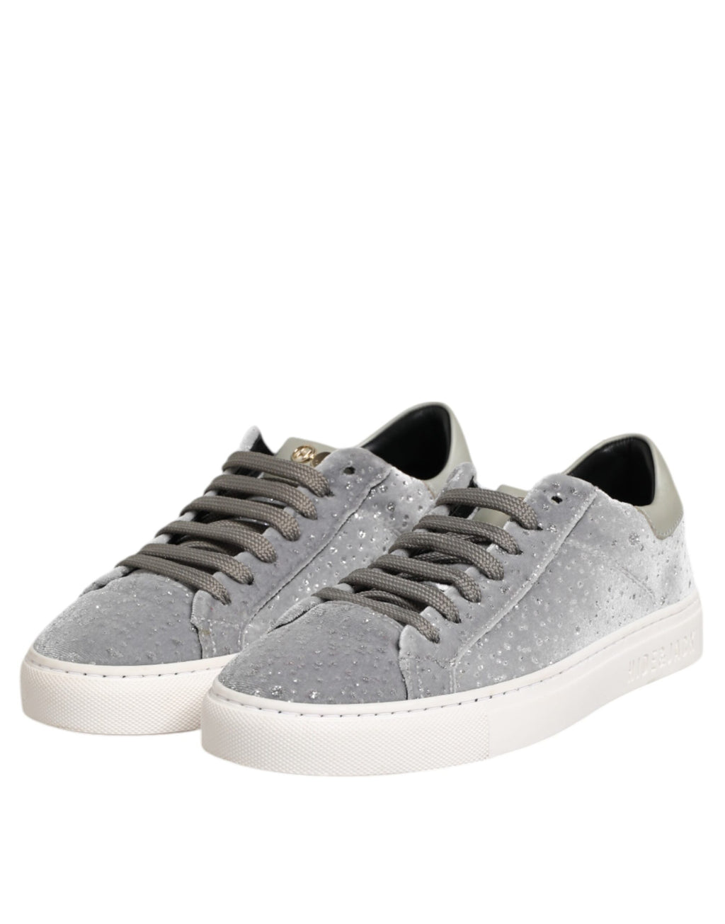 Grå mocka låga sneakers med snörning