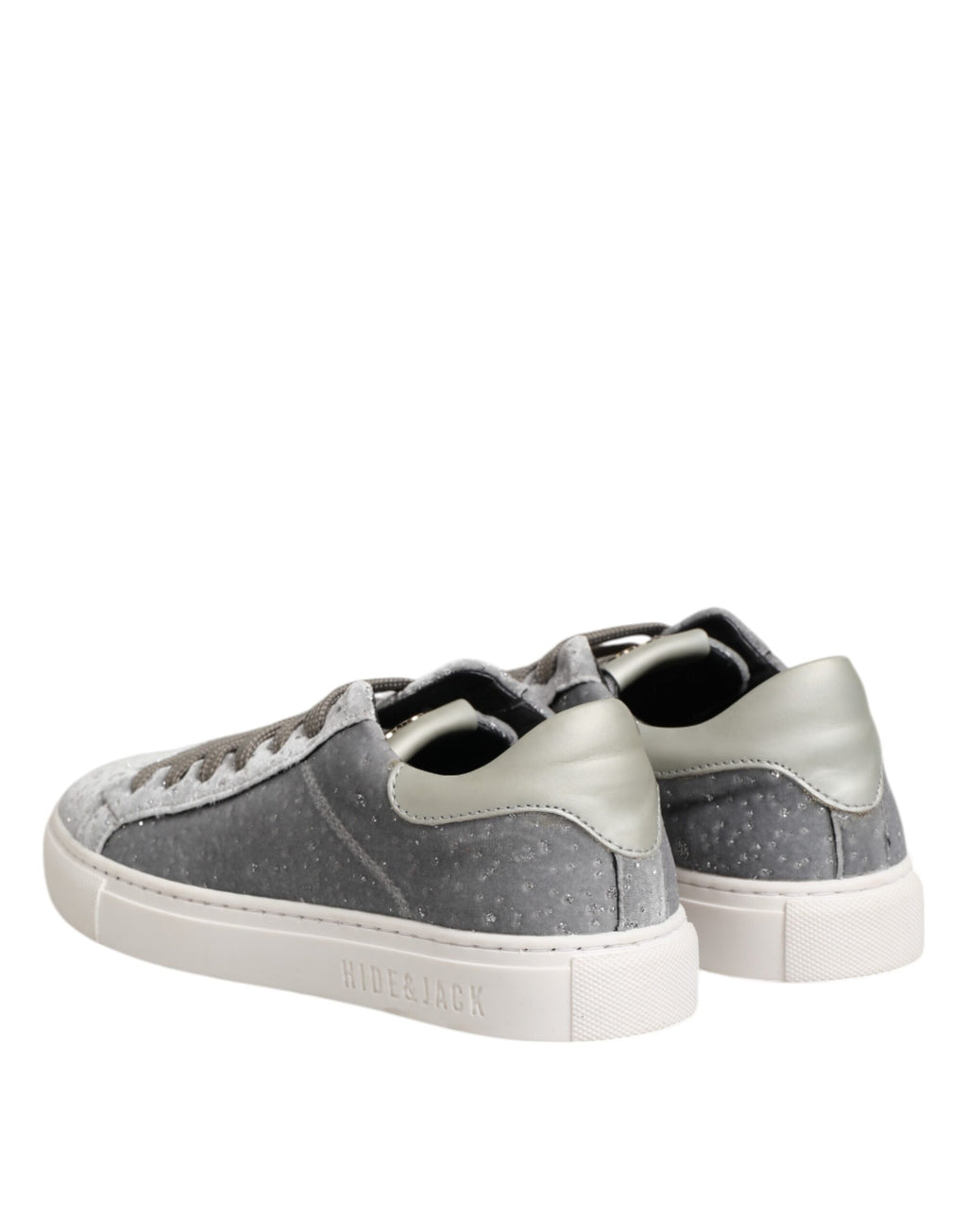 Grå mocka låga sneakers med snörning